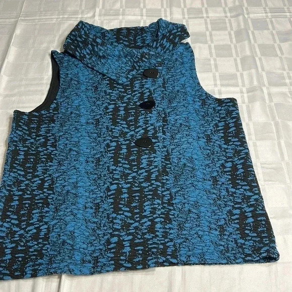 HABITAT sweater vest,oversized , PTP 22” cowl neck, artsy,textured,turquoise,NWT - Picture 5 of 14